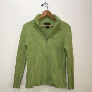 Eddie Bauer Cardigan, Zipper Front, Green M